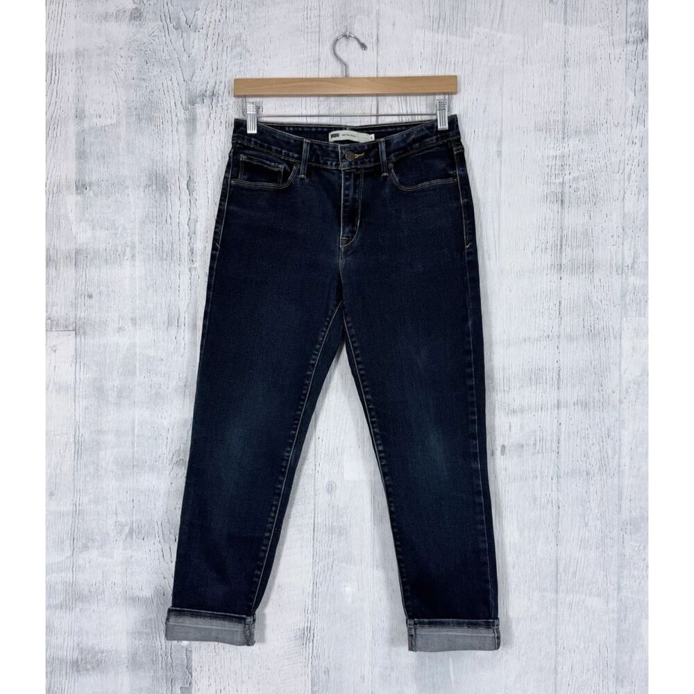 Levis Mid Rise Skinny Cuffed Ankle Jeans Dark Wash Stretch Women’s Size 8